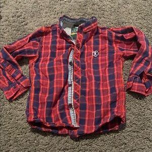 Guess Red and Blue Button Down Shirt